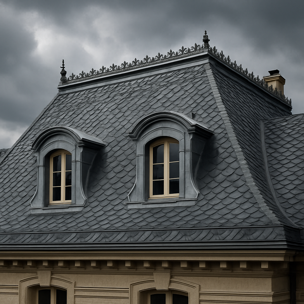 Couvreur travaillant sur une toiture \u00e0 Nemours