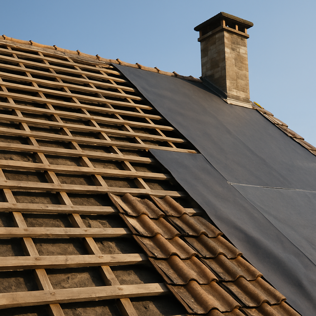 Toiture en cours de r\u00e9novation \u00e0 Nemours 77140